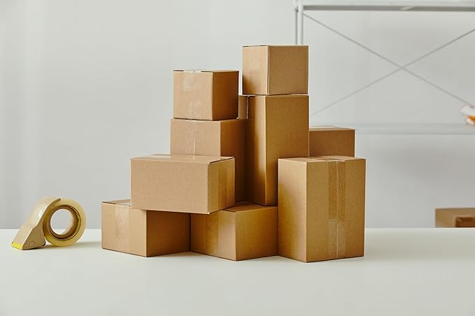 25 Packs Small Shipping Boxes 8X6X4 Inches, Kraft Corrugated Cardboard Boxes, For Small Business, Easy Assemble For Mailing, Moving, Packing And Storing