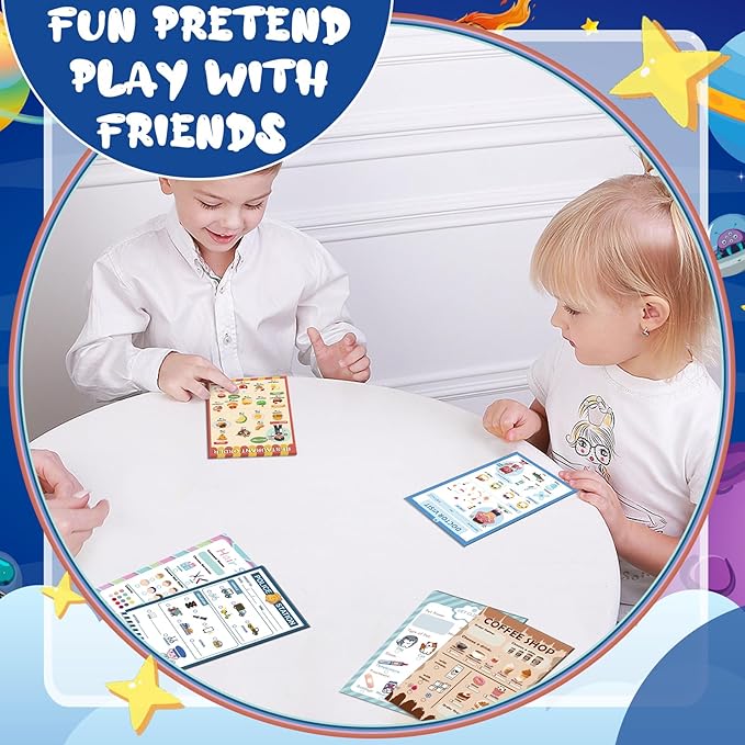 Kids Pretend Play Notepads 4X6 In Pretend Play Notebooks Playtime Notepads Variety Role Play Game Accessories Pages Each for Kids Toddlers 3-5(6,Coffee shop/restaurant/doctor/police/vet/salon)