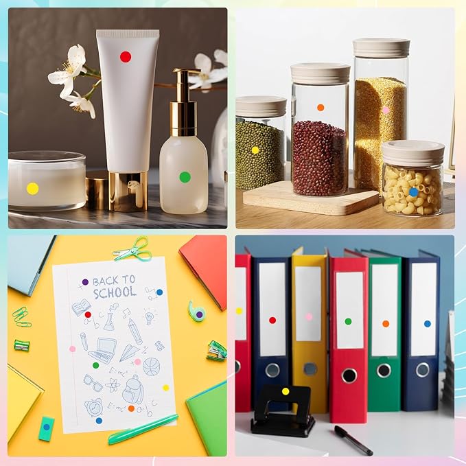 Dot Circle Stickers - 3000pcs Colorful, 3/8-Inch Self-Adhesive Color Coding Labels for Office, Classroom, Garage Sale