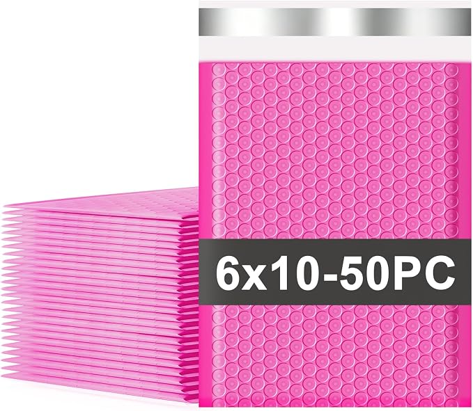 Bubble Mailers 6x10 50 Pack Waterproof Padded Envelopes Self Seal Small Packaging Shipping Bags for Small Businesses to Package and Mail Jewelry Cosmetics, Electronic Products, Cards