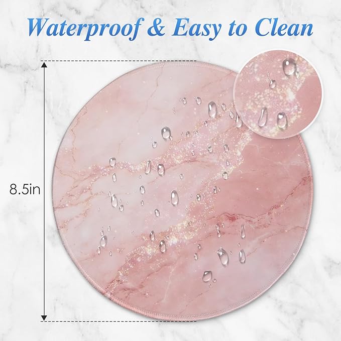 Round Mouse pad, high-end Texture, Sewn Edge Design, Anti-Slip Rubber Base. 8.6 x 8.6 inches (Pink Sparkle)