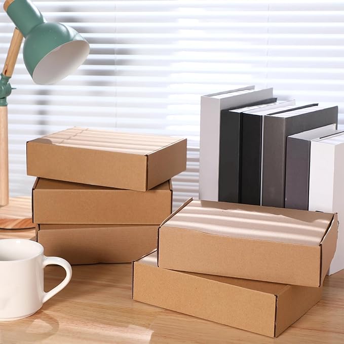 Qilery 200 Pcs Shipping Boxes Cardboard Gift Corrugated Cardboard Brown Boxes Mailer Packaging for Mailing Small Business Present (6 x 4 x 3 Inch)