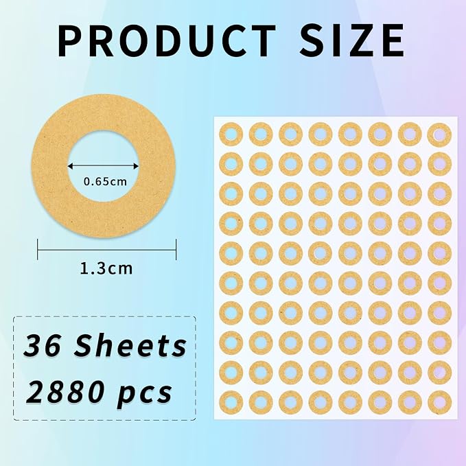 Hole Reinforcement Stickers Labels,Kraft,Pack of 2880