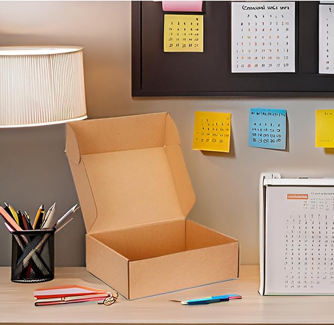 Small Shipping Boxes 10x10x3 Inches - Kraft Brown Corrugated Cardboard Boxes (20-Pack) for Mailing, Packing, Small Business & Gift Packaging - Recyclable & Sturdy