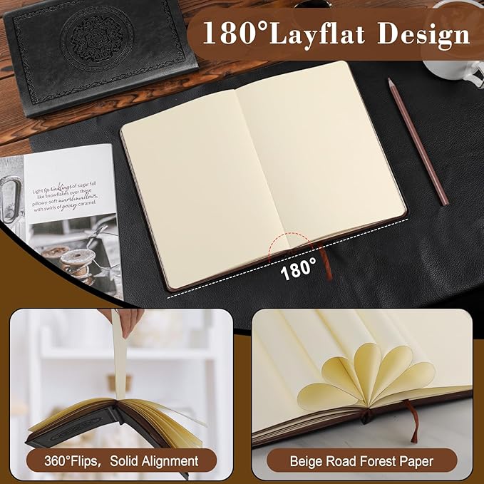 300 Pages Leather Blank Journal Notebook,Softcover Leather Blank Journal Notebook for Women Men,300 Pages Notebook for Work,Office,School Note Taking,5.7'' X 8.3'',grey