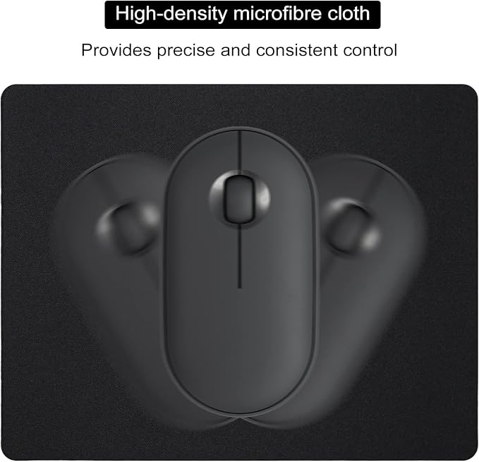 Small Mouse Pad 3 Pack, Mini Mouse Pads for Wireless Mouse and Laptop Computer, Portable Mousepad with Non-Slip Rubber Base & Waterproof Surface - Black -5.5 x 7 in