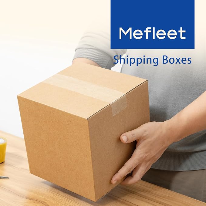 Mefleet 8x8x8" Shipping Boxes 25 Pack Corrugated Cardboard Square Box Brown | 3 Layers, Bulk quantity, Packaging for Small Business, Mailer Mailing Packing Supplies