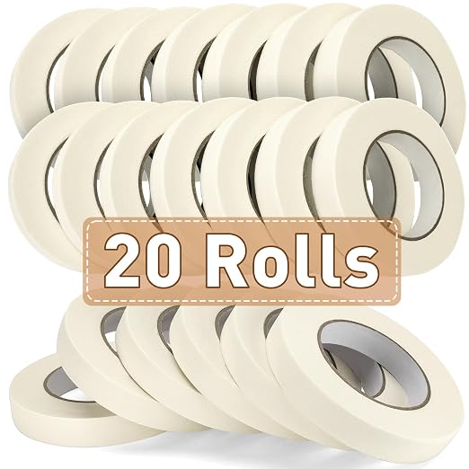 NEOACT 20 Rolls Beige White Masking Tape, 0.75 inch x 55 Yards | General Purpose, Masking Tape for Labeling, Painting, Arts, Craft, School, Home, Office(1100 Yards Total)