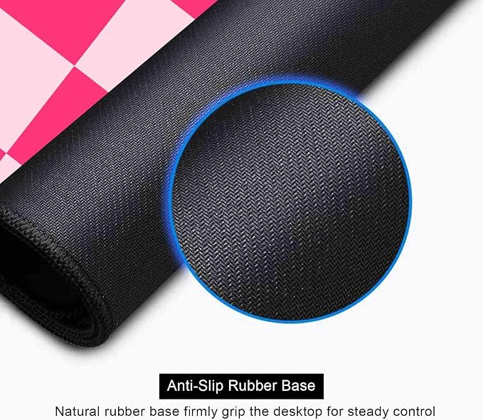 Hot Pink Cool Large Gaming Mouse Pad XL, Aesthetic Checkered Desk Pads, Computer Extended Mouse Pad Girly Women Design Kids Girls Teen Pretty Modern Decorative Art Office Mousepad for Laptop
