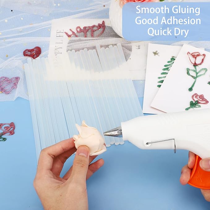 Clear EVA Hot Glue Sticks, 24PCS Mini Size 0.27" Dia x 8" Long Hot Melt Glue Wax Sticks for Fabric Wood, All Temperature Adhesive Stick for Crafts, Repairs & DIY Projects