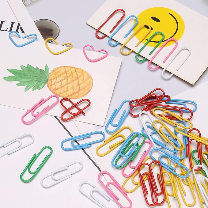 Elisel Colored Paper Clips, 200pcs Medium Size (1.3 inch), Durable and Rustproof, Great for Office, School and Personal Use (Multicolour)