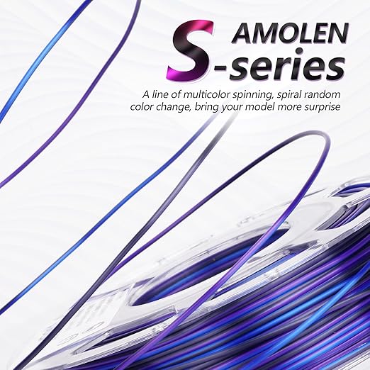 AMOLEN Silk PLA 3D Printer Filament Bundle, Shiny Multicolor Rainbow PLA Filament 1.75mm Pack, Fast Color Change PLA 3D Printing Filament for Most FDM 3D Printer, 200g X 4 Spools
