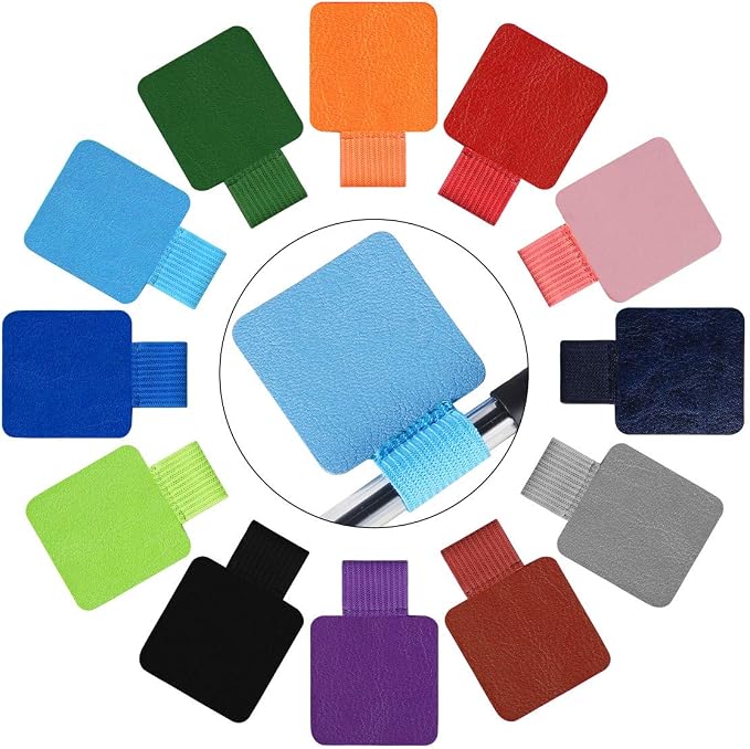 SLSON 12 Pack Notebook Pen Loop Holder Self-Adhesive Pen Holder Pencil Holders Elastic Loop Designed for Notebooks Journals Calendars (12 Colors)