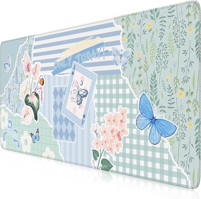 iCasso Floral Computer Mouse Pad, Desk Mat for Desktop | Keyboard and Mouse Pad, Non-Slip Mousepad with Smooth Surface, Cute Desk Accessories for Home Office Dorm