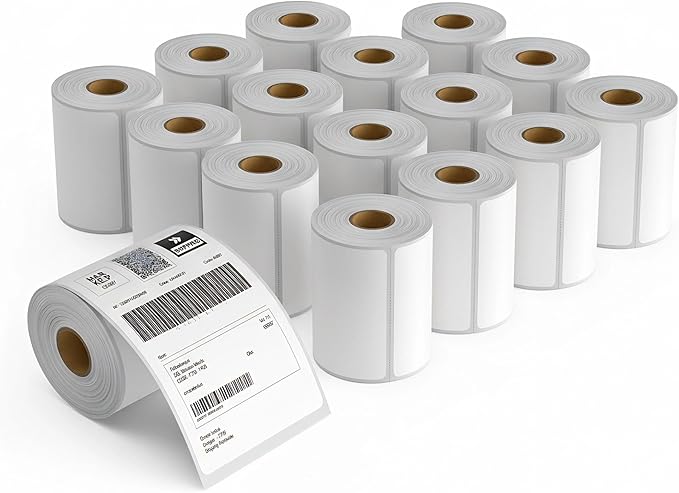 16 Rolls 4" x 6" Direct Thermal Printer Label, 250 Labels/Roll, Total 4000 Thermal Shipping Labels, Strong Adhesive, Commercial Grade, Perforated, Compatible with Most Thermal Printers (NOT for DYMO)