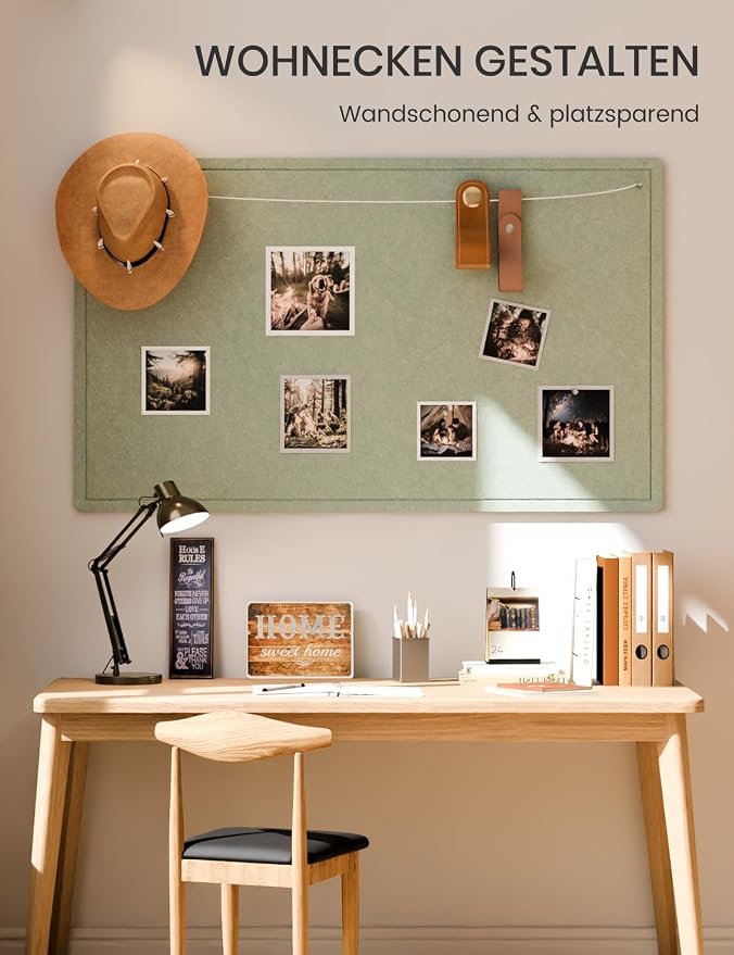Fluxynara 59" x 35.4" Large Bulletin Board, Sage | Cork Board Alternative with 24 Removable Adhesive Tabs, Foldable Felt Pin Board for Home, Office, Classroom & Dorm