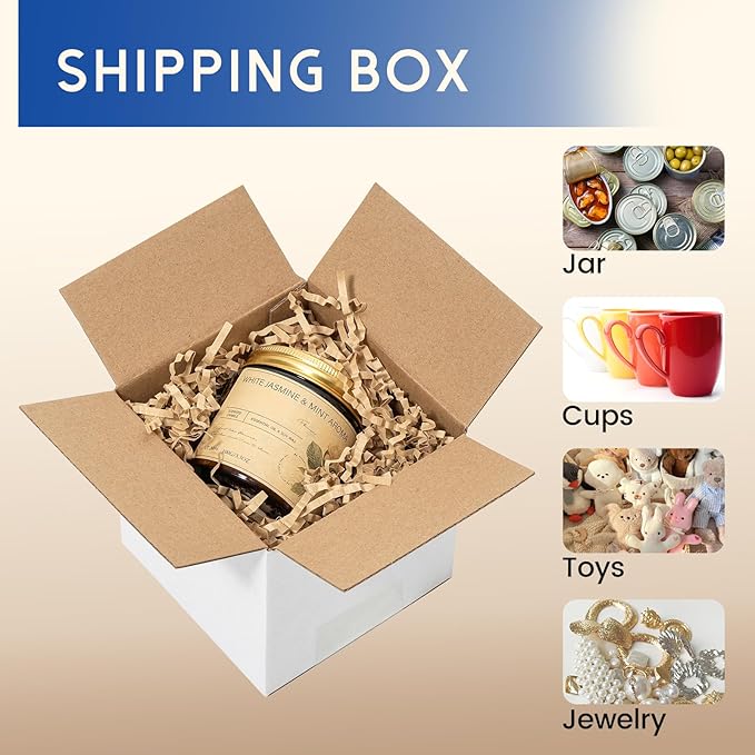 4x4x4" Shipping Boxes 50 Pack - Small Corrugated Cardboard Square Mug Mailing Box Packaging for Small Business - White Mailer Packing Supplies
