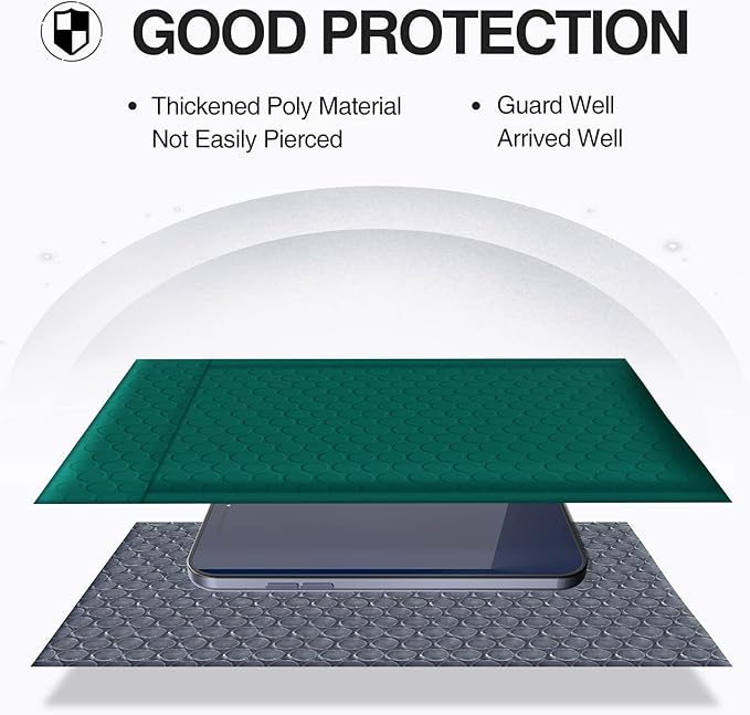 UCGOU Bubble Mailers 4x8 Inch Green 100 Pack Poly Padded Envelopes Small Business Mailing Packages Opaque Self Seal Boutique Shipping Bags Bubble Mailer
