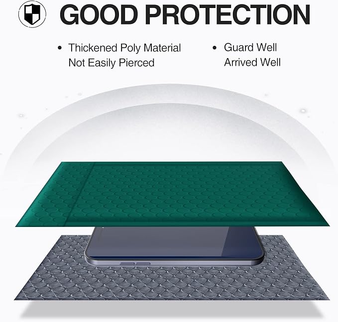 UCGOU Bubble Mailers 10.5x16 Inch Green 25 Pack Poly Padded Envelopes Large #5 Mailing Packages Opaque Packaging Postal Self Seal Adhesive Waterproof Boutique Shipping Bags