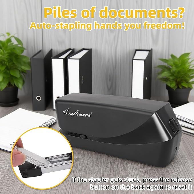 Electric Stapler,Automatic,Inclued 2000 Staples and 1 Staple Remover, Heavy Duty Can Store 210 Staples，AC or Battery Powered Stapler Heavy Duty, 25 Sheet Capacity