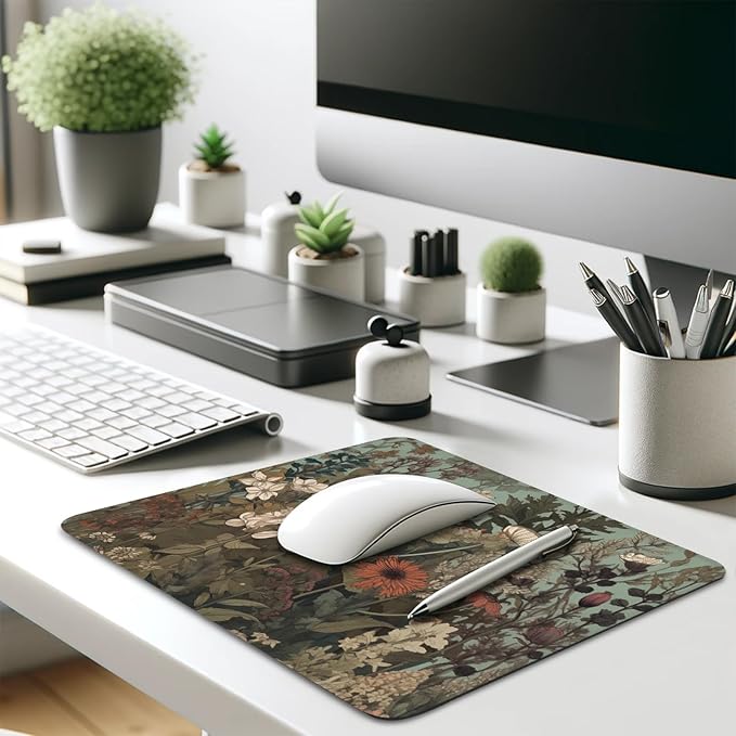 Botanical Elegance Wildflower Mouse Pad - Nature's Palette for Your Desk, Stitched Edges Non-Slip Rubber Base Mouse Pads for Computers Laptop