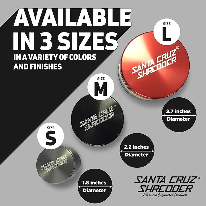 Santa Cruz Shredder Metal Spice Grinder with Textured Grip – 3-Piece Small 1.7" (Black)