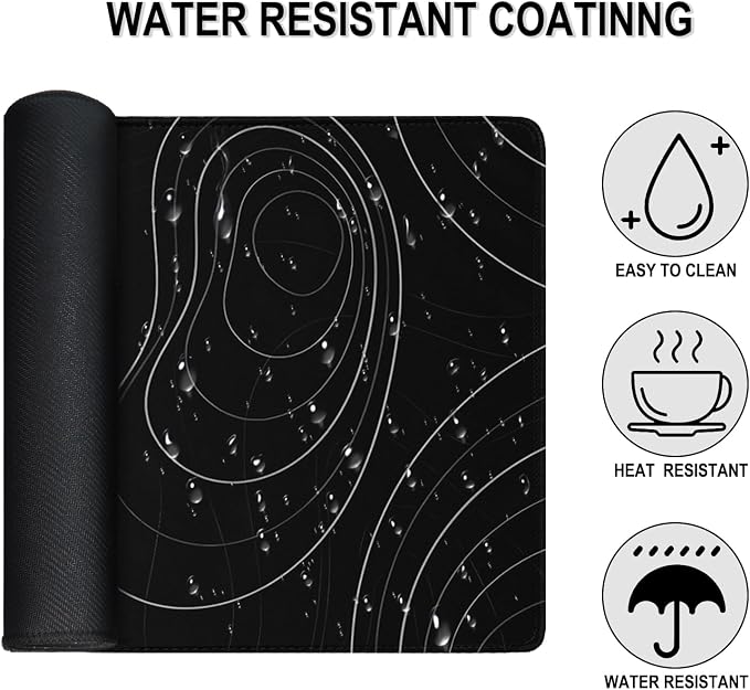 Gaming Mouse Pad, 31.5" x15.7" Large Mat with Superior Micro-Weave Cloth, Water Resist Keyboard Mousepad with Non-Slip Base, Laptop Pad for Office Home Gaming, Black White Line