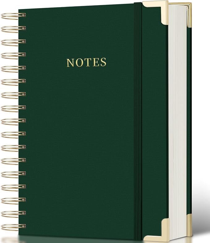 ALKALO Spiral Notebook Journal, 328 Pages Linen Hardcover College Ruled Notebook, Lined Thick Journals for Women Men, B5 Thick Spiral Journal for Writing, 100GSM Paper, Cute Notebooks for Work School