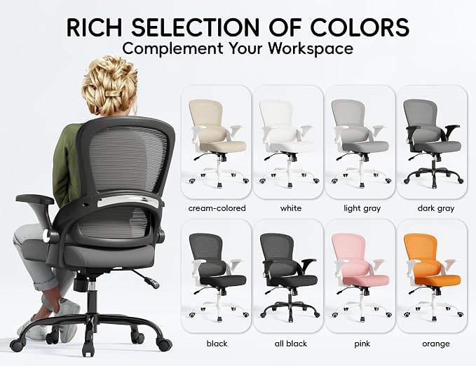 TRALT Office Chair - Ergonomic Office Chair with Back Support for Adults | Home Office Desk Chair with Lumbar Support - Ergonomic Mesh Chairs 330 lb Wide Seat for Work, Office, Gaming(Black Grey)