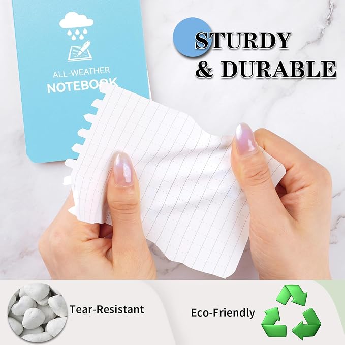 COIDEA Waterproof Notebook, 4 Pack 3" x 5" Top-Spiral Pocket Notepad | Weatherproof NotePad, All Weather Police Pocket Notebook Little Memo Steno Note Pads for Outdoor Office School