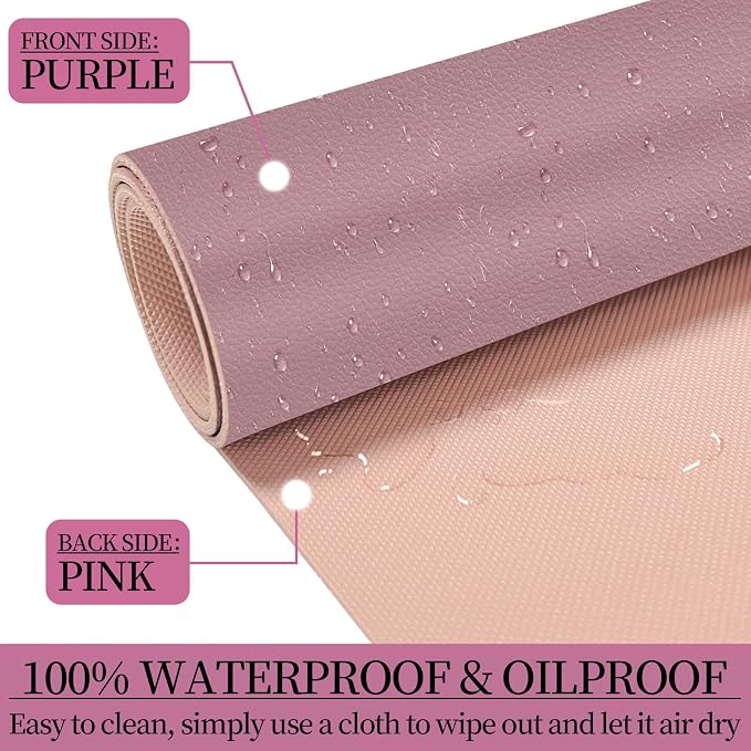 Leather Desk Pad Mat, Dusty Pink Desk Mat, 31.5" x 15.7" | Non-slip and Waterproof Computer Mat, Desk Protector for Office/Home, Desk Accessories for Women