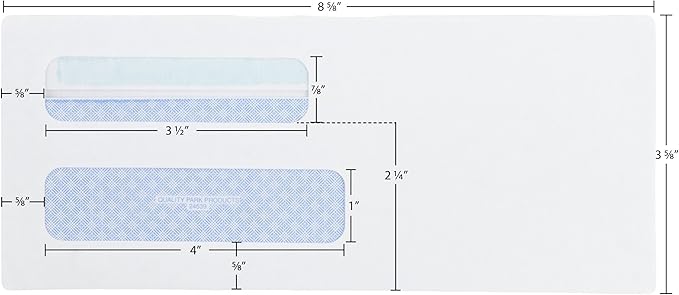 Quality Park #8 5/8 Security Envelopes,Double Window,Self Seal Envelopes for Invoices/Statements,3-5/8" x 8-5/8",24 lb White,500/Box (QUA24539),(Pack of 5)