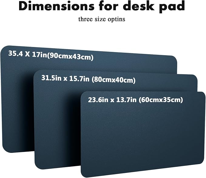 YSAGi Double-Sided Desk Pad, 35.4"x17"Leather Desk Mat, Eco Cork Desk Pad Protector,Large Mouse Pad,Waterproof Desk Blotter for Office/Home(Dark Blue)
