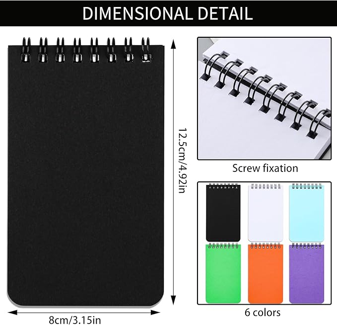 QiCheng Pocket Notebook Small Notepad Pocket Notepad Small Spiral Notebooks 3X5Inches (6-blank)