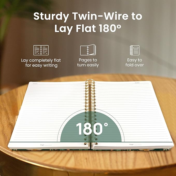 Taja Lined Spiral Notebook Journal for Work, 300 Pages Thick B5 (7.1"x10") College Ruled Journal for Women & Writing, Hardcover Notebook for Note Taking, Perfect for Office Home School, Butterfly