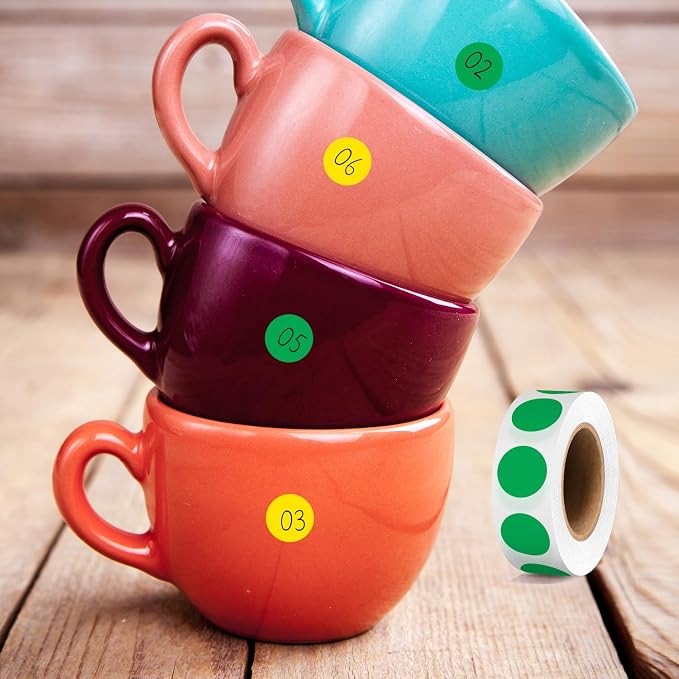 PARLAIM 1/2" Round Color-Code Dot Stickers,Adhesive 2000 Stickers Rolls dots Label Dispenser Box Green Circle Stickers Labels(Green+Yellow)