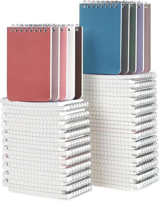 Dynta Small Notebooks Bulk 3x5 Inch, 60 Packs Mini Top Bound Spiral Notepad With Lined Pages, Pocket Notebook 10 Morandi Colored 60Sheets/120Pages (80GSM), Memo Notepads for Home, School, Travel