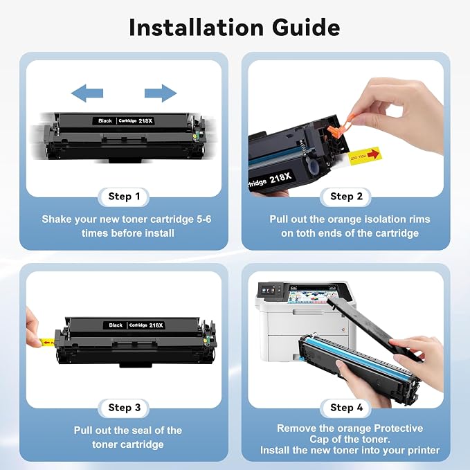 YQSLPBM 218X Toner Cartridges 4 Pack Compatible for HP 218A 218X Toner | Color LaserJet Pro 3201dw MFP 3301fdw 3301sdw 3301cdw Printer(Black/Cyan/Yellow/Magenta)