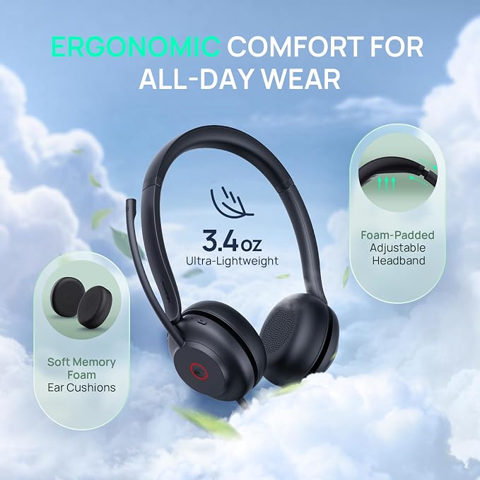 Yealink UH35 2nd Gen Wired Headset, USB-C/A,AI Noise Canceling Mic,HD Audio | Teams/Zoom Certified, Single-ear Headphones with 2-Microphones, Play&Plug for PC/Phone, Work,Calls,Online Meeting,5.6ft Cable