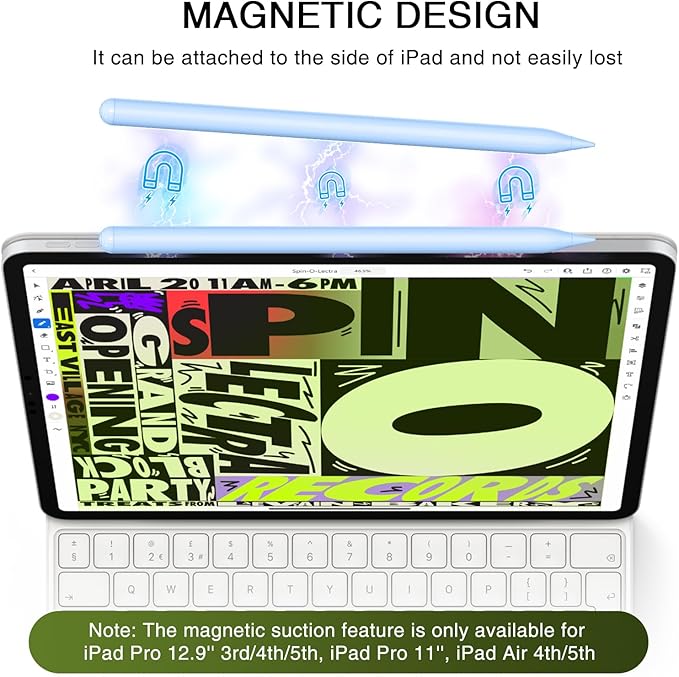 Stylus Pen for iPad 2018-2025, 15 Mins Fast Charging Pencil (1st Generation) with Tilt Sensitivity Magnetic Digital Pens for iPad 6-11, Air 3/4/5/M2/M3, Mini 5/6/7, Pro 11"/12.9"/M4/M5 (Blue)