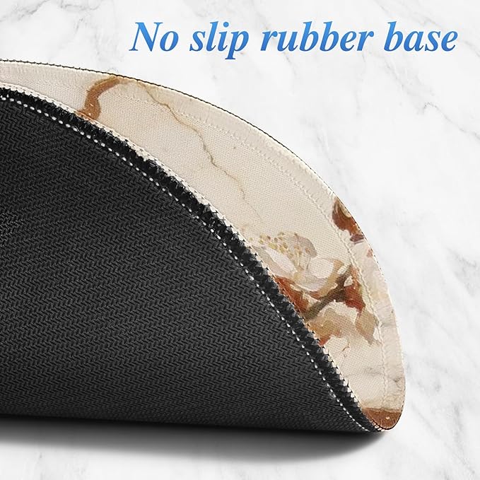 Round Mouse pad, high-end Texture, Sewn Edge Design, Anti-Slip Rubber Base. 8.6 x 8.6 inches (Marble Petals)