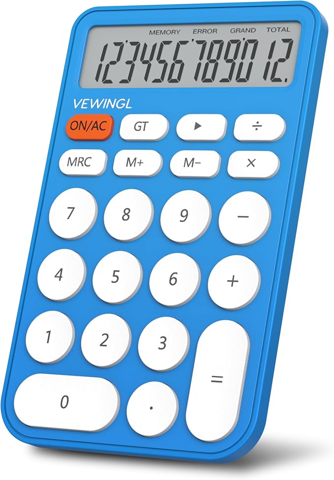 VEWINGL Standard Calculator, 12 Digit Large Display Desktop Calculator with Big Buttons for Office, School, Home & Business