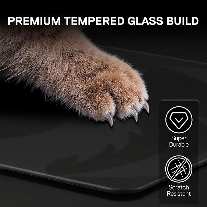 Redragon PG1M Glass Mouse Pad - Ultra-Smooth Precision Surface with Non-Slip Base, Easy to Clean, Hard Mousepad for Gaming - 13 x 13 x 0.15 inches, Black