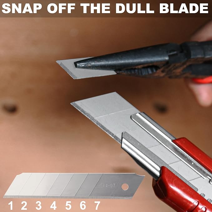 HAUTMEC 10PCS 25mm Utility Knife, Heavy Duty Auto-Lock, Retractable Box Cutter with 2pcs Spare Snap-off Sharp Blades HT0080-10PC