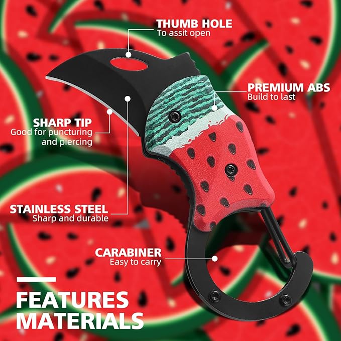 Small Pocket Knife for Women Men,Cute Folding Knife Box Cutter，Mini EDC Knives for Everyday Carry,Folding Utility Knife with Unique Watermelon Design,Ideal Gifts for Men and Women