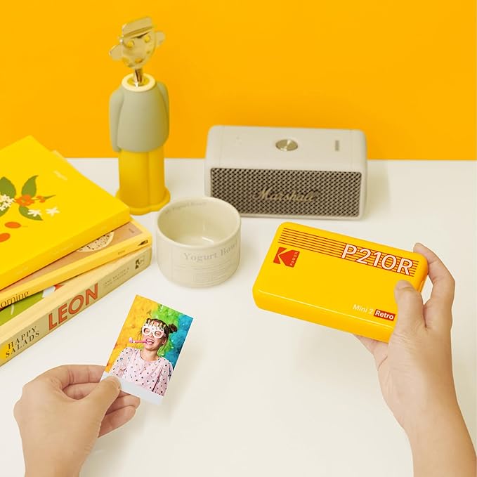 KODAK Mini 2 Retro 2x3 Portable Photo Printer, 8 Sheets, Bluetooth Smartphone Printer for iPhone & Android, Instant Color Prints, 4PASS Dye Sublimation, White