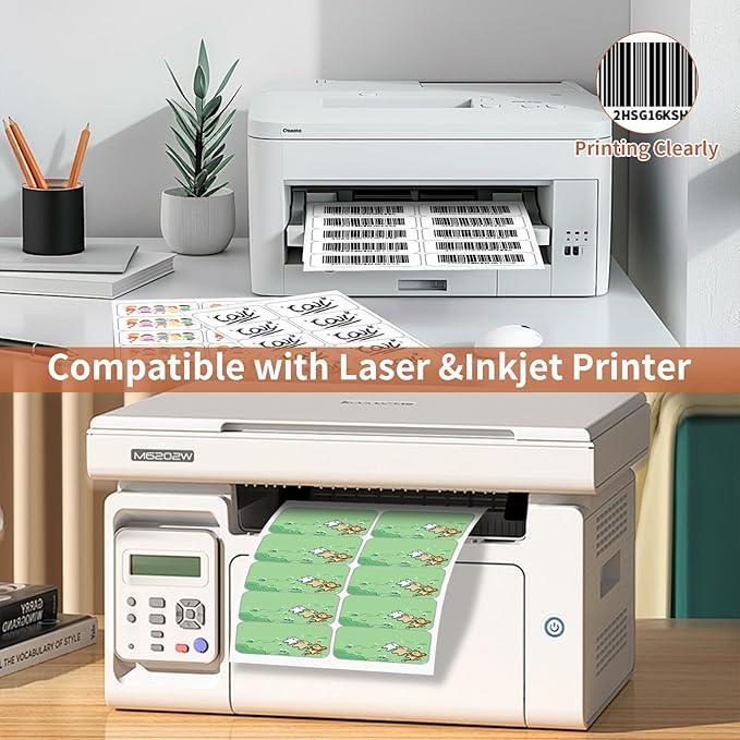 2"x 4" (500 Sheets) Address Labels Sticker Paper for Laser/Ink Jet Printer, Printable and Writable White Sticker Label- Matte, 10 per Page Label (Total 5000 Labels)