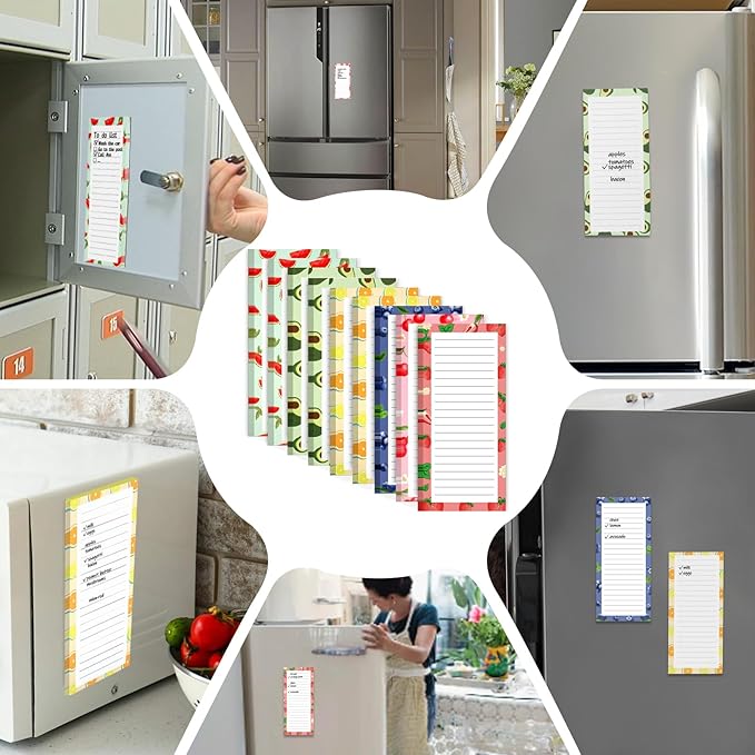 Joyberg 9 Pack Magnetic Notepads for Refrigerator, Magnetic Notepads for Refrigerator, Fruit Design Grocery List Pad for Fridge, Full Magnet Back Shopping Lists, 25 Sheets Per Note Pads