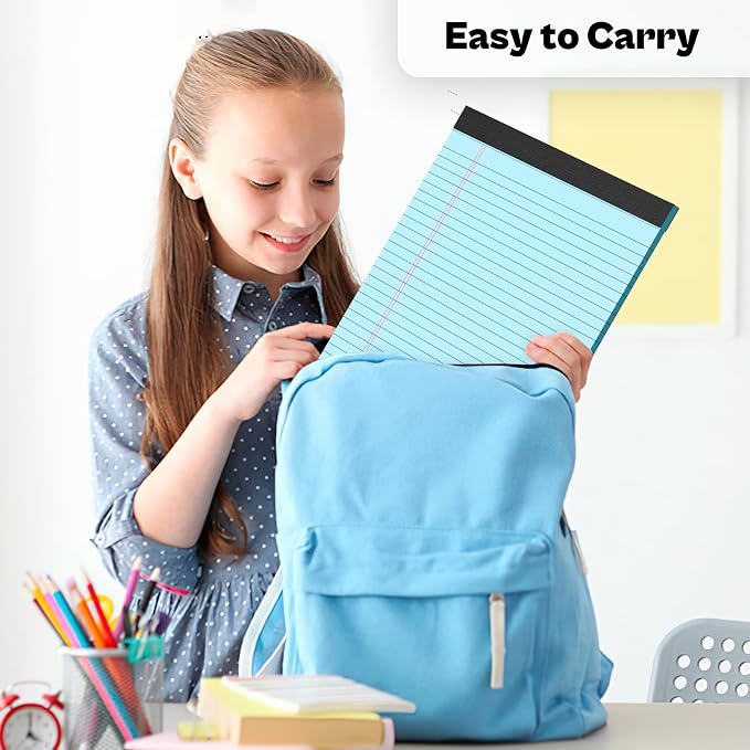 4 Pack Blue Legal Pads 8.5 x 11 Blue Note Pads 8.5 x 11 Notepad 8.5 x 11 Micro Perforated Writing Pads Lined Paper Pads Wide Ruled Pad of Paper 30 Sheets Notebook for Study, To-Do Lists, Office