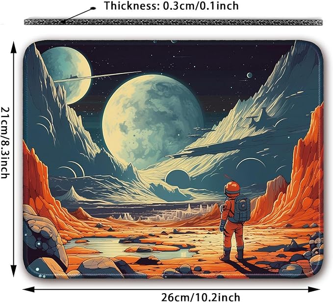 Space Themed Design, Vibrant Color for Gaming Cloth Mouse Pad Laptop Mouse Pad, 26x21cm